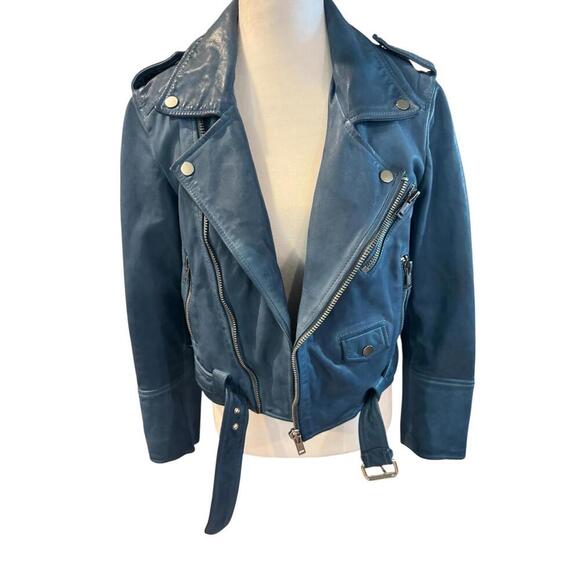 Deadwood Blue Leather Jacket - Size 40 - Picture 2 of 9